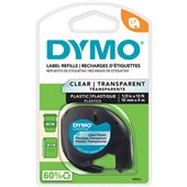 DYMO 16952 LETRATAG LABELLING TAPE PLASTIC 12MM X 4M BLACK ON CLEAR
