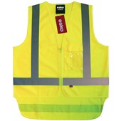 ESKO GOOD2GLOW SAFETY VEST DAYNIGHT WITH CELLPHONE ID AND PEN POCKETS LARGE HIVIS YELLOW