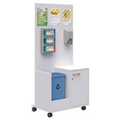 SANITIZATION STATION 1 LOCKING DOOR WITH BIN COMPARTMENT W800 X D550 X H1800MM SNOW