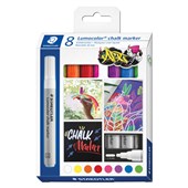 STAEDTLER 344 LUMOCOLOR CHALK MARKER BULLET TIP 24MM ASSORTED PACK 8