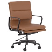 KNIGHT VOGUE MIDBACK CHAIR BLACK FRAME TAN LEATHER