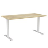 KNIGHT HAVEN FIXED HEIGHT DESK W1500 X D800 X H740MM WHITE FRAME ATLANTIC OAK TOP