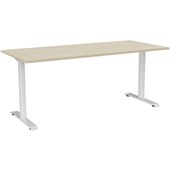 KNIGHT HAVEN FIXED HEIGHT DESK W1800 X D800 X H740MM WHITE FRAME NORDIC MAPLE TOP