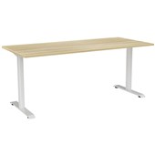 KNIGHT HAVEN FIXED HEIGHT DESK W1800 X D800 X H740MM WHITE FRAME ATLANTIC OAK TOP