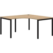 AVERO WORKSTATION 90 DEGREES 1800X1800MM BLACK FRAME CLASSIC OAK TOP