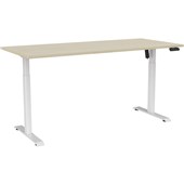 KNIGHT HAVEN BOOST ELECTRIC SINGLE SIDED DESK W1800 X D800MM WHITE FRAME NORDIC MAPLE TOP