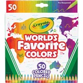 CRAYOLA WORLDS FAVORITE COLORS COLORED PENCILS FULL SIZE PACK 50
