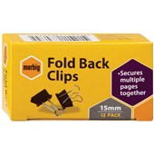 MARBIG FOLDBACK CLIP 15MM BOX 12