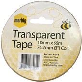 MARBIG TRANSPARENT TAPE 18MM X 66M 762MM CORE