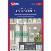 AVERY 980022 L7114 LABELS 60MM ROUND LASER 12UP CRYSTAL CLEAR PACK 10