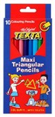 TEXTA MAXI SIZE TRIANGULAR COLOURED PENCILS ASSORTED PACK 10