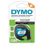 DYMO 91201 LETRATAG LABELLING TAPE PLASTIC 12MM BLACK ON WHITE