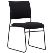 KNIGHT JUMP SKID VISITOR CHAIR STACKABLE CROWN FABRIC BLACK