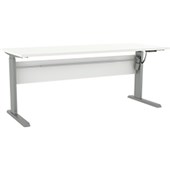 KNIGHT CUBIT HEIGHT ADJUSTABLE DESK ELECTRIC W1500 X D800 X H6601205MM SILVER FRAME WHITE TOP