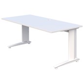 ACCENT ENERGY DESK POWDERCOAT W1800 X D800 X H720MM WHITE FRAME SNOWDRIFT NATURALE TOP