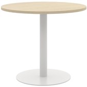 ACCENT CLASSIC MEETING TABLE ROUND POWDERCOAT W900 X H740MM WHITE BASE REFINED OAK NATURALE TOP