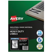 AVERY 959203 L6012 DURABLE METALLIC HEAVY DUTY LABELS SILVER 10UP PACK 20