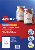 AVERY 980003 L7118 BLANK PRINTABLE LABELS ARCHED LASERINKJET 9UP LINEN TEXTURED WHITE PACK 10