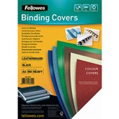 FELLOWES BINDING COVER LEATHERGRAIN 230GSM A4 BLACK PACK 100