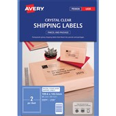 AVERY 959066 L7566 CRYSTAL CLEAR SHIPPING LABEL 2UP CLEAR PACK 25