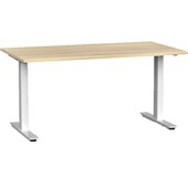 KNIGHT AGILE FIXED DESK W1500 X D800 X H715MM WHITE FRAME ATLANTIC OAK TOP