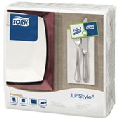 TORK 478145 LINSTYLE PAPER NAPKIN DINNER 2 PLY 18 FOLD EMBOSSED W390 X L390MM WHITE PACK 50