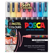 POSCA PC3M PAINT MARKER BULLET FINE 13MM ASSORTED PASTEL COLOURS PACK 8