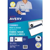 AVERY 982040 PREPRINTED HELLO MY NAME IS FABRIC NAME BADGE LABELS LASER 88X52MM PACK 150