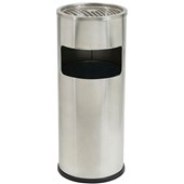 COMPASS STAINLESS STEEL LOBBY BIN WITH ASHTRAY 10L