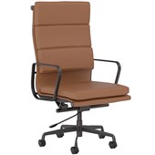 KNIGHT VOGUE HIGHBACK CHAIR ASSEMBLED BLACK FRAME TAN LEATHER