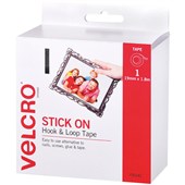 VELCRO BRAND STICKON HOOK AND LOOP TAPE 19MM X 18M WHITE