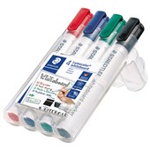 STAEDTLER 351 LUMOCOLOR WHITEBOARD MARKER CHISEL ASSORTED WALLET 4