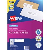 AVERY 959061 L7156 QUICK PEEL ADDRESS LABEL WITH SURE FEED LASER 45UP WHITE PACK 100