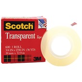 SCOTCH 600 TRANSPARENT TAPE REFILL 19MM X 33M