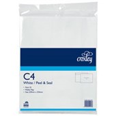 CROXLEY ENVELOPE PLAIN PEEL AND SEAL 100GSM C4 E31 W324 X L229MM WHITE PACK 25