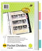 MARBIG COPYSAFE DIVIDER POCKET PP 5TAB A4 ASSORTED